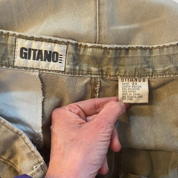 VTG Gitano Pants Gray Pleated Pocket Tapered 90s Skater Y2K Grunge Mens 34 - Picture 8 of 15